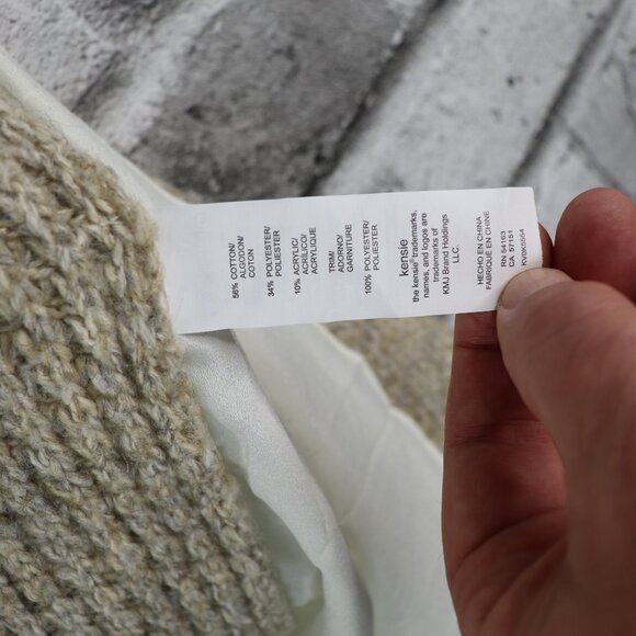 Kensie Women's Sweater Marled Oatmeal Knit With Sheer Pleaded Back Size Medium - Picture 8 of 12